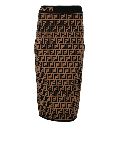 Fendi Zucca Knit Pencil Skirt, £320, Clothing, Black/Brown, Polyester (Polymer)/Viscose, Front view