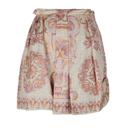 Fendi x Versace Printed Pleated Skirt, Silk, Pink/Cream, UK6, 2*