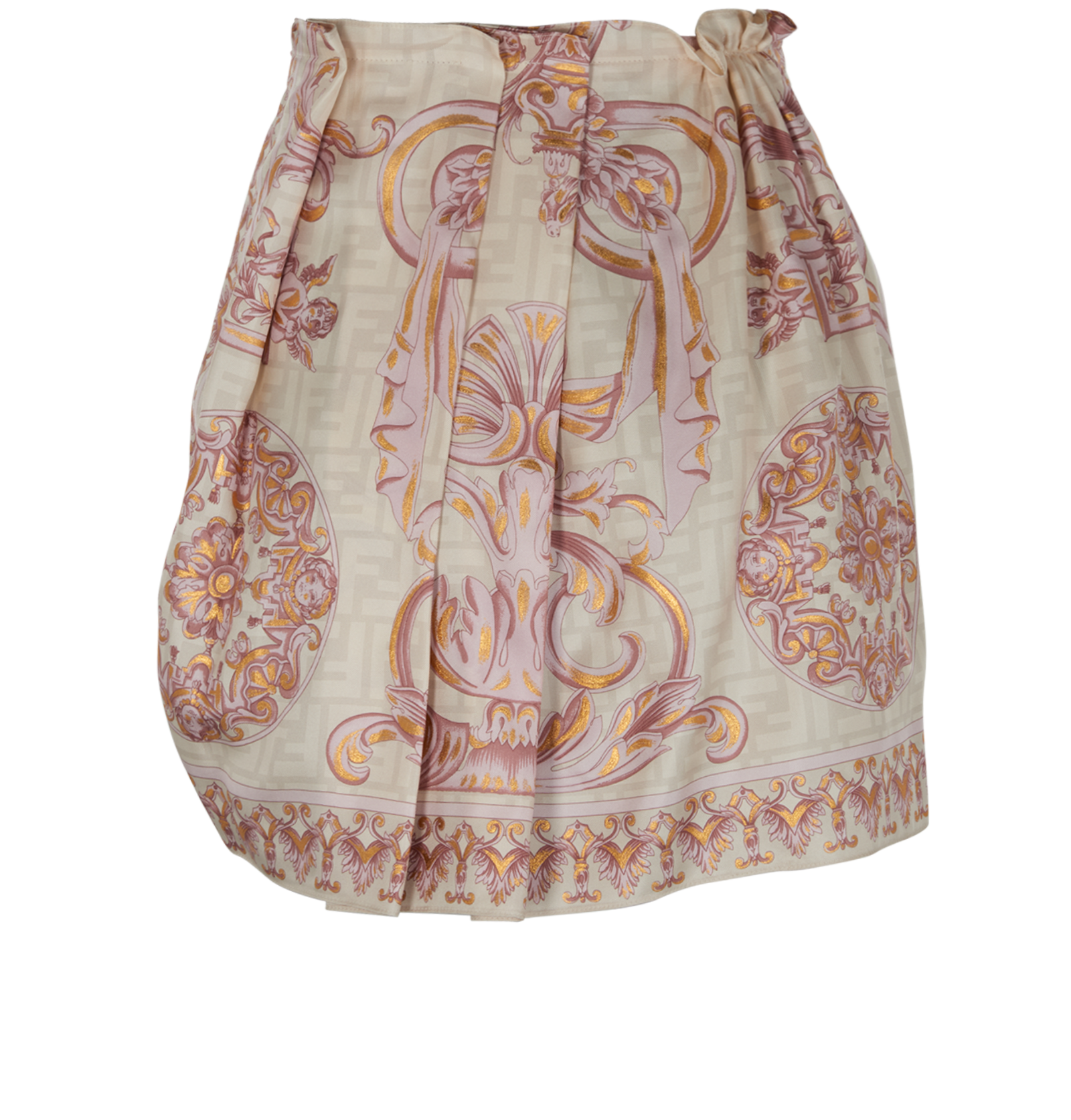 Fendi x Versace Printed Pleated Skirt, &pound;180, Clothing, Cream/Pink, Silk, Back view