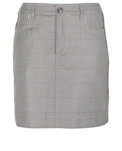 Ganni Check Embellished Mini Skirt, front view