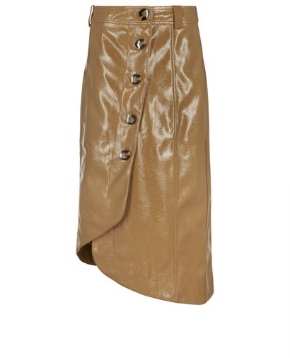 Ganni Asymmetric Button Front Midi Skirt, front view