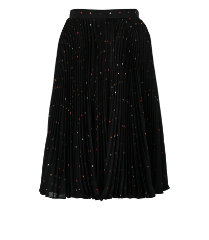 Givenchy Cross Print Pleated Skirt, £175, Clothing, Black, Polyester (Polymer), Front view