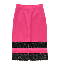 Givenchy Back-Split Laced Skirt, Silk, Pink/Black, UK 6, 2*