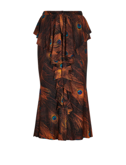 Givenchy Peacock Printed Skirt, Silk, Brown/Black, 8, 2*