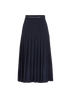 Gucci Horsebit Belt Pleated Midi Skirt, &pound;380, Clothing, Navy, Wool, Back view