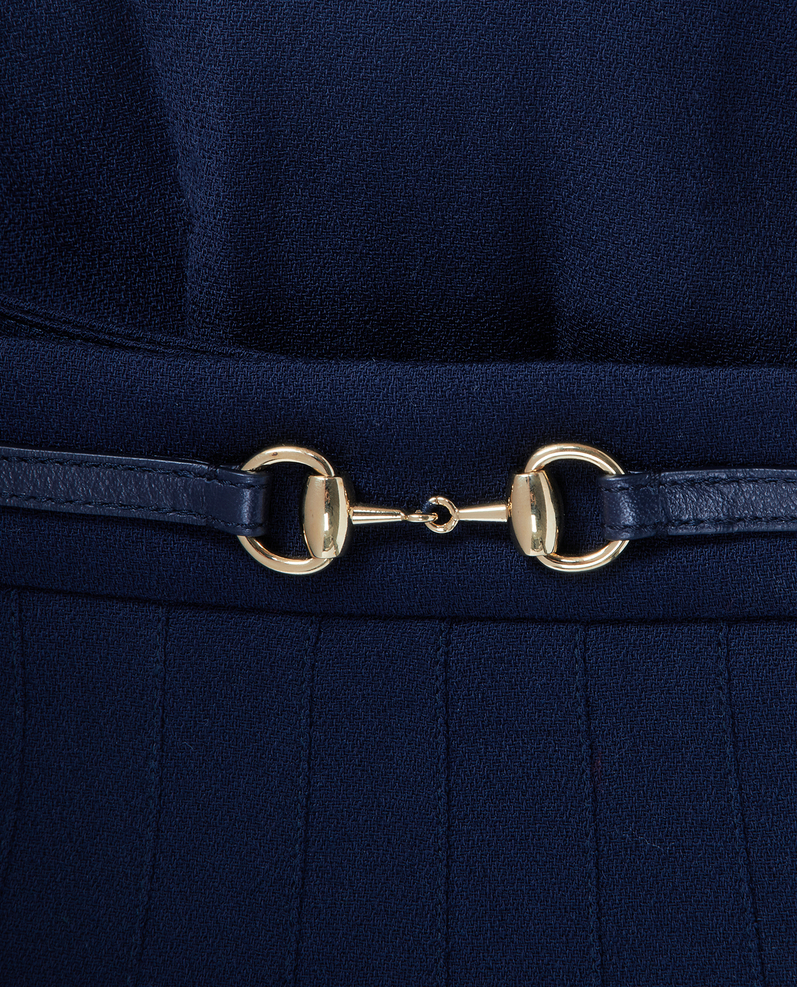Gucci Horsebit Belt Pleated Midi Skirt, &pound;380, Clothing, Navy, Wool, Other view