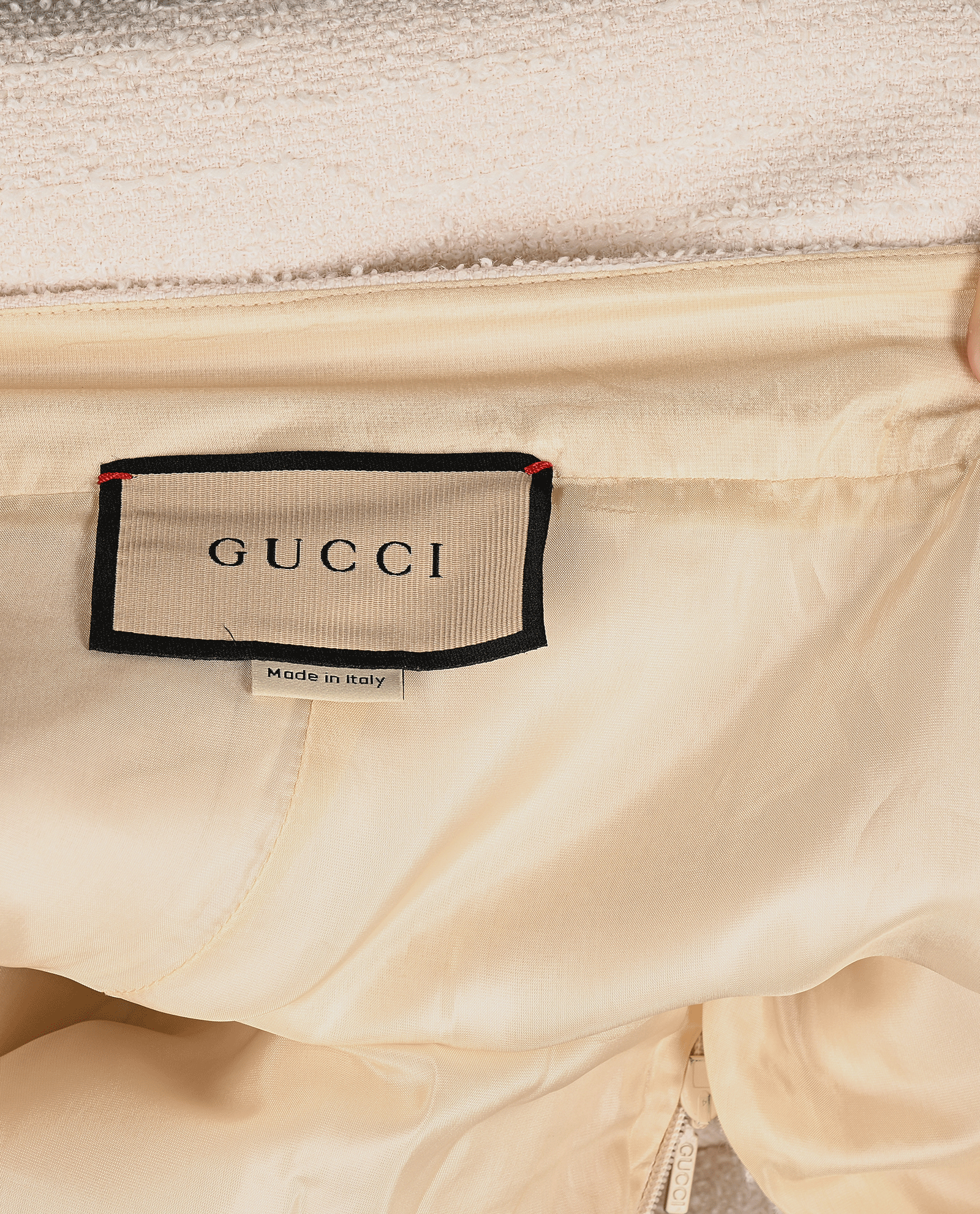 Gucci Chain Detail Mini Skirt, &pound;295, Clothing, Cream, Cotton/Viscose/Wool, Other view