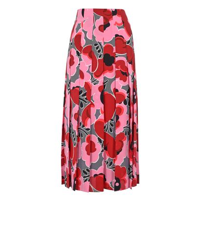 Gucci Floral Midi Skirt, £160, Clothing, Pink/Red, Silk, Front view