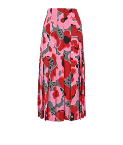 Gucci Floral Midi Skirt, Silk, Pink/Red, UK6, 3*