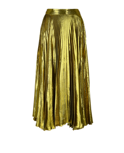 Gucci Pleated Midi Skirt, Silk, Gold, UK6, 2*