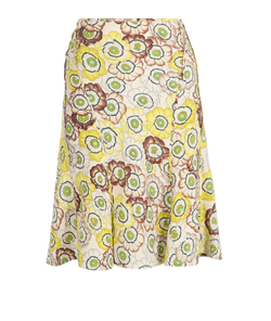 Gucci 2005 Floral Print Skirt, Silk, Yellow, UK 10, 3*