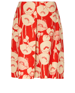 Gucci Floral Skirt, Silk, Beige/Red, UK14, 3*