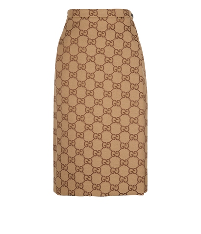 Gucci GG Wrap Midi Skirt, &pound;595, Clothing, Brown, Cotton, Front view