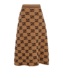 Gucci GG Boucle Jacquard Skirt, Wool, Brown, Sz M, 3*