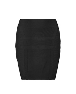 Herve Leger Mini Skirt, Rayon, Black, L