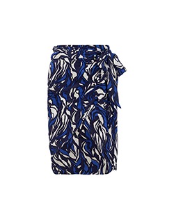Isabel Marant Palm Print Wrap Skirt, Silk, Blue/White, UK 8