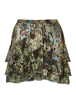 Isabel Marant Floral Mini Skirt, Silk, Green, S, 3*