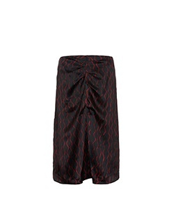 Isabel Marant Zig Zag Print Midi Skirt, Silk, Red/Black, UK 6