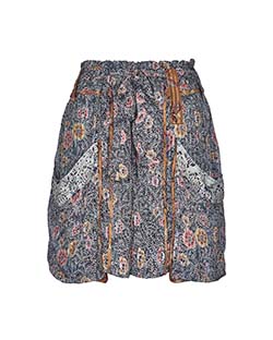 Isabel Marant Floral Elasticated Waist Skirt, Silk, Black/Orange, UK 8