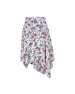 Isabel Marant Floral Skirt, Silk, White/Multi, UK 8