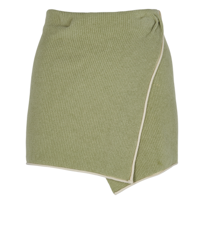 Jacquemus Ribbed Mini Skirt, &pound;60, Clothing, Green, Cotton, Front view