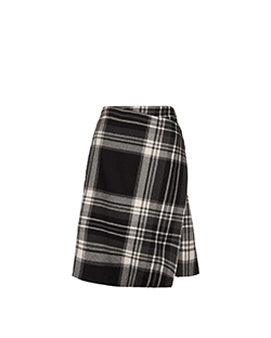 Jil Sander Plaid Skirt, Wool, Black/White, UK 8