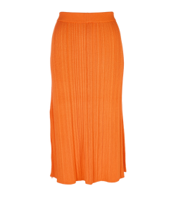 Joseph Ribbed Stretch-Knit Midi Skirt, Viscose, Orange, UK10, 3*