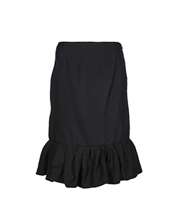 Lanvin Frill Bottom Skirt, Silk, Black, UK 10