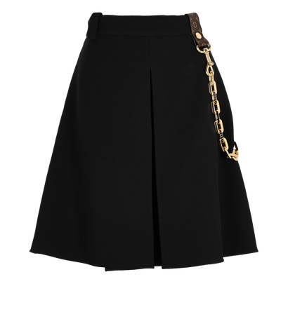 Louis Vuitton Chain Detail A-LIne Mini Skirt, &pound;695, Clothing, Black, Wool, Front view