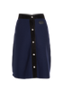 Louis Vuitton Contrast-Trim A-Line Skirt, &pound;175, Clothing, Navy, Wool, Front view