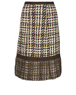 Louis Vuitton Woven A line Skirt, Wool, Brown/Yellow/Green, 10