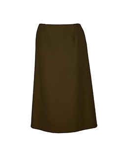 Maison Margiela Elastic Waist A-Line Skirt, Wool, Khaki, UK 8
