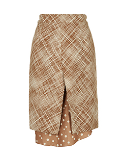 Marni A- Line Skirt Polka Dot Lining, Cotton, Beige/Cream, UK 14
