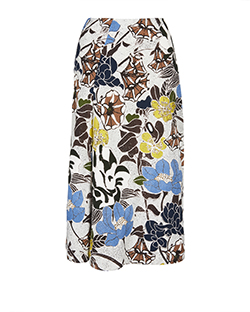 Marni A Line Skirt, Viscose, White/Multi, UK 10