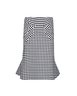 Alexander McQueen Asymmetric Check Skirt, Cotton/Wool, Black/White, UK 10