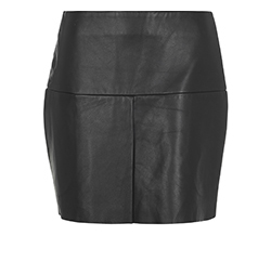 Hermes Leather Mini Skirt, Leather, Black, 8, 3