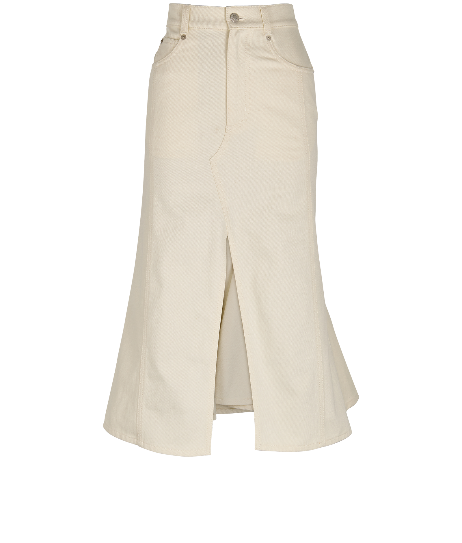Alexander McQueen Slit-Front Flared Denim Skirt, Skirts