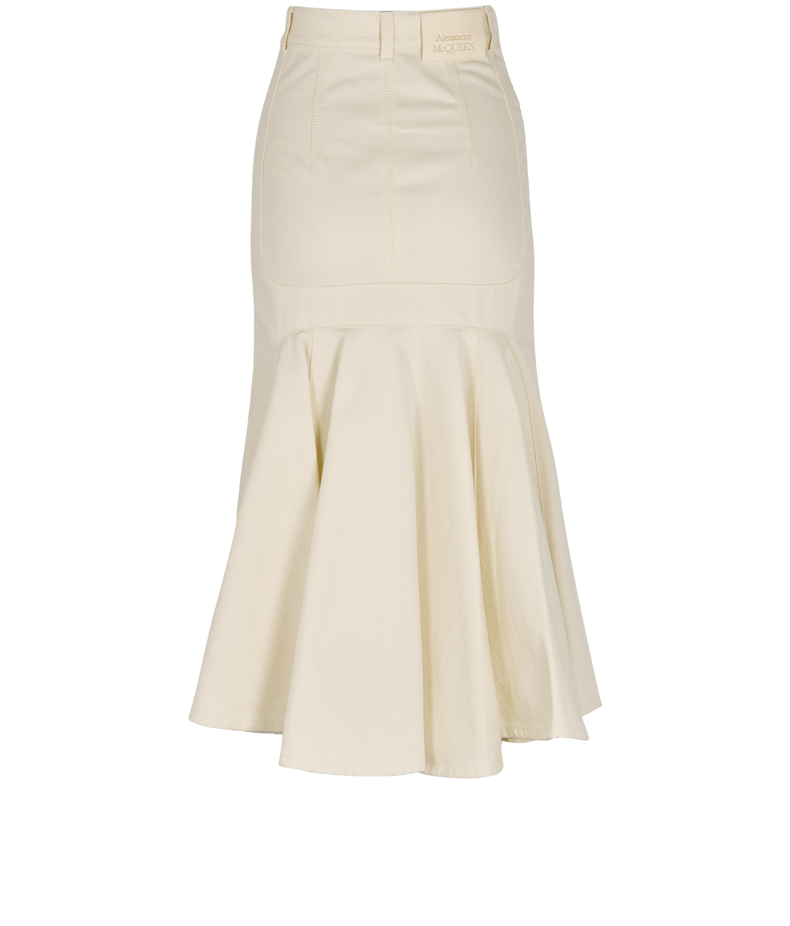 Alexander McQueen Slit-Front Flared Denim Skirt, Skirts