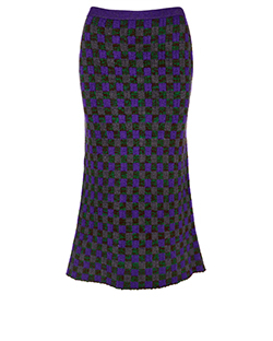 Miu Miu Long Skirt, Wool/Nylon, Green/Purple, UK6