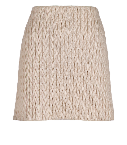 Miu Miu Matelasse Mini Skirt, £350, Clothing, Beige, Nylon, Front view