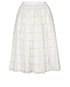Miu Miu Overlay Embroidered Midi Skirt, &pound;250, Clothing, Cream/White, Cotton, Front view