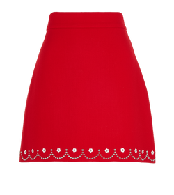 Miu Miu Embellished Hem Skirt, Wool, Red, UK8, 3*