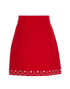 Miu Miu Embellished Hem Skirt, £230, Clothing, Red, Wool, Back view