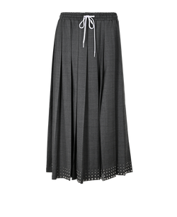 Miu Miu Studded Pleated Skirt, Virgin Wool, Grey, UK 8, 2*