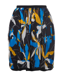 Miu Miu Printed Skirt, Silk, Black/Yellow/Blue, UK6, 3*