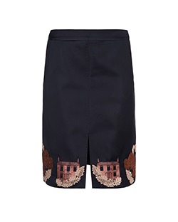 Mulberry House Detail Skirt, Polyester, Navy, UK 8