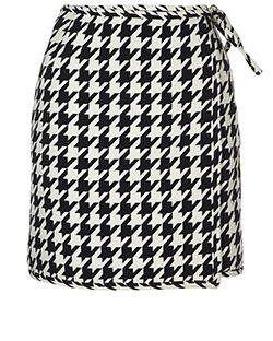 Off-White High waisted Houndstooth Mini Skirt, Wool Blend, Black/White, 8,