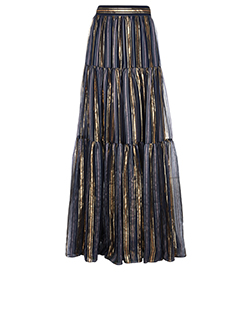 Peter Pilotto Chiffon Maxi Skirt, Silk, Navy/Gold, 10, 3*