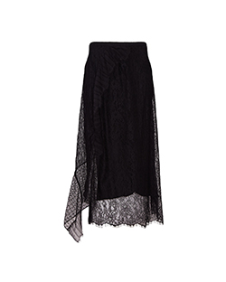 Phillip Lim Lace Ruffle Skirt, Nylon, Black, UK 10