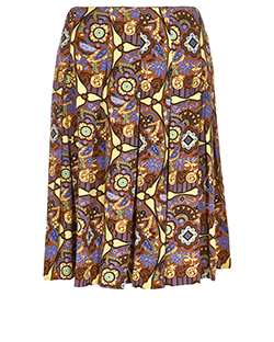 Prada Pleated Skirt, Silk, Multicolor, UK 8